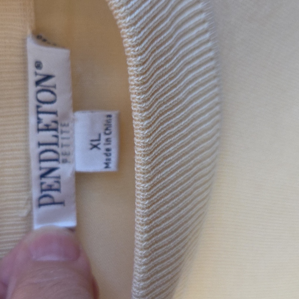 Pendleton Cream/ Pastel Yellow Turtleneck Sweater Petite - Picture 2 of 5